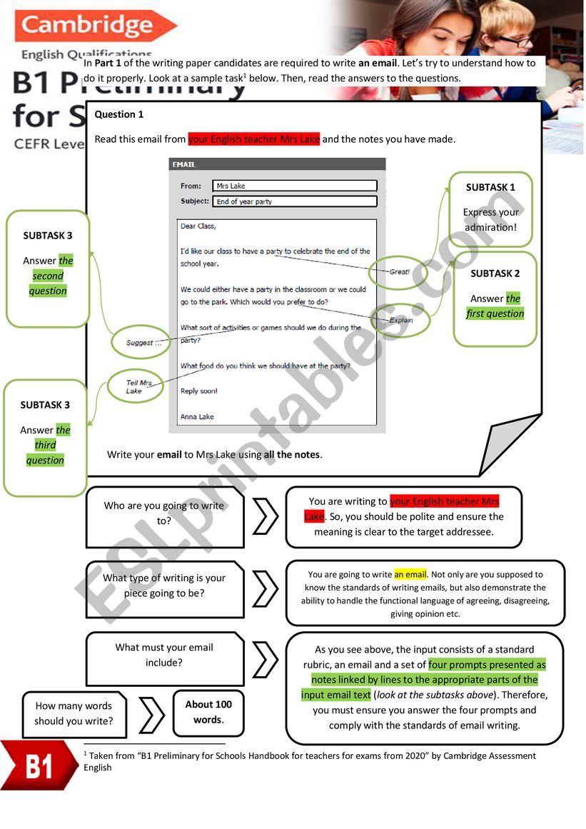 WRITING AN EMAIL FOR CAMBRIDGE B1 PRELIMINARY (PET) [methodology]